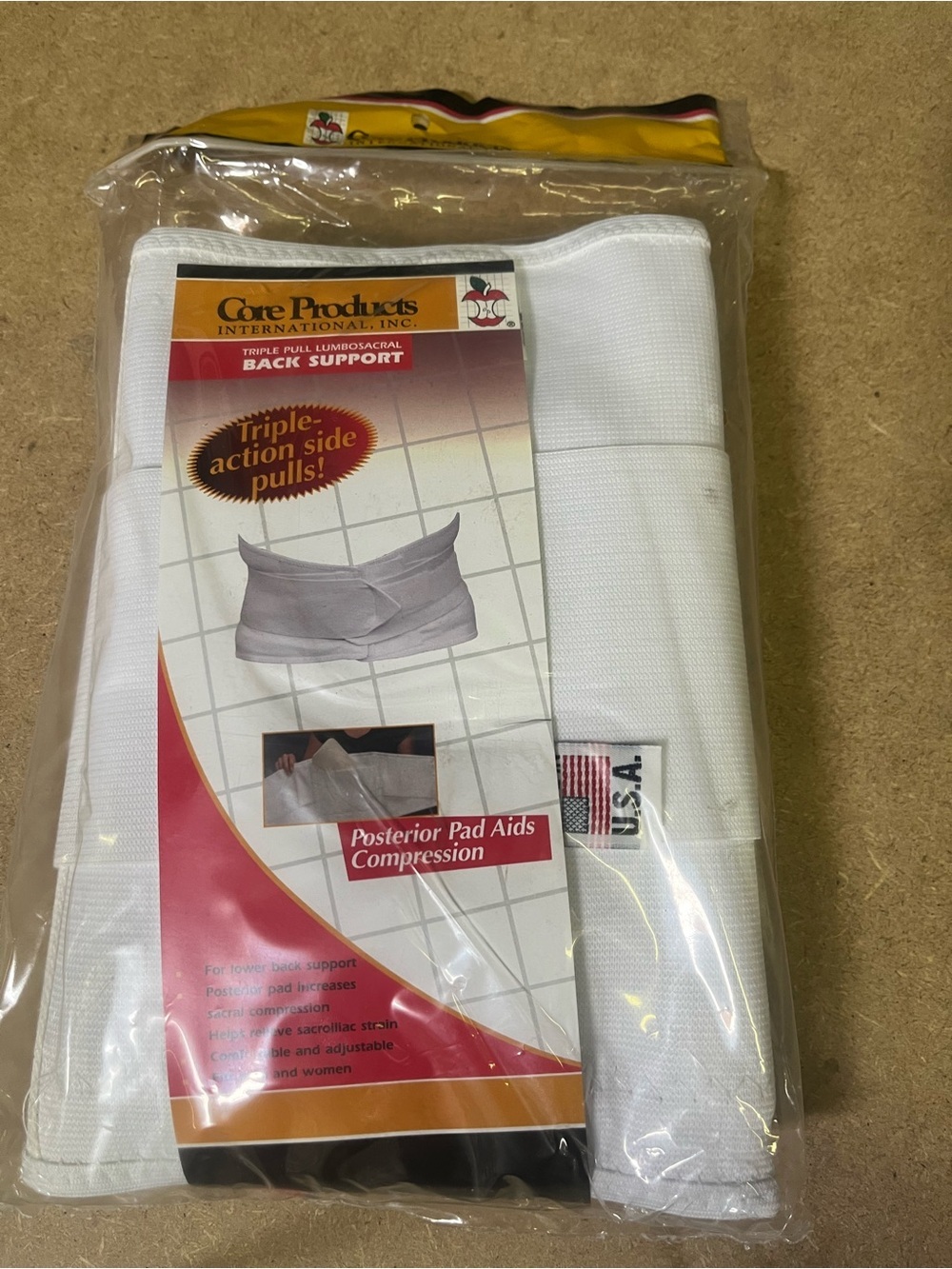 Core Products White Triple-Pull Lumbosacral Back Support